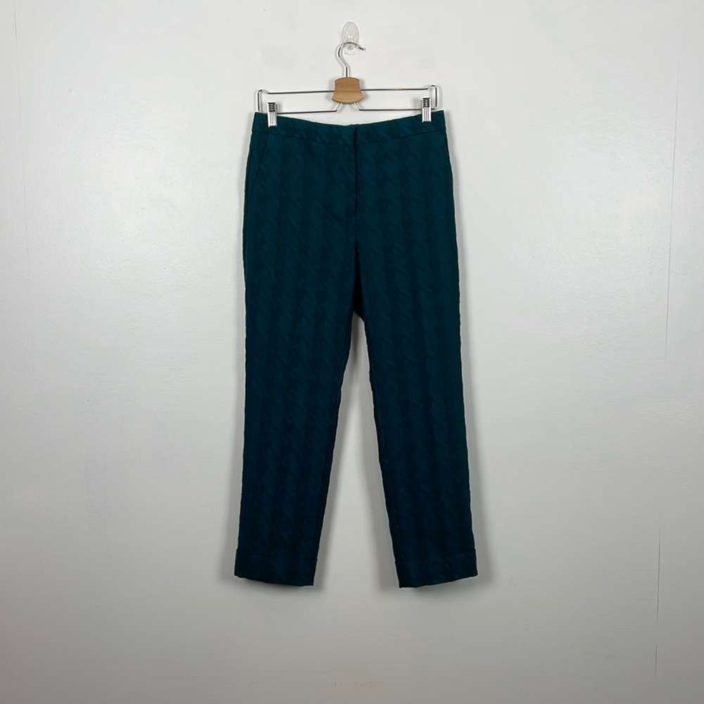 Ann Taylor The Ankle High Rise Pants Womens 4 Faux Cuff Hem 2 Pocket Textured